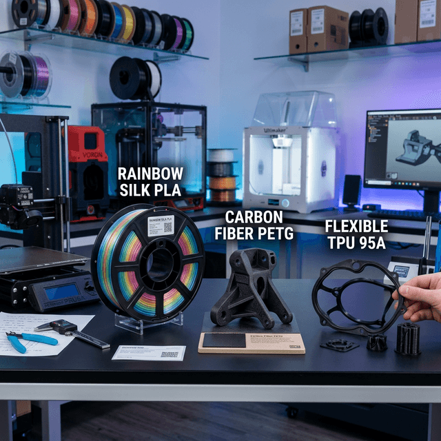 Amostras de materiais utilizados em impressão 3D