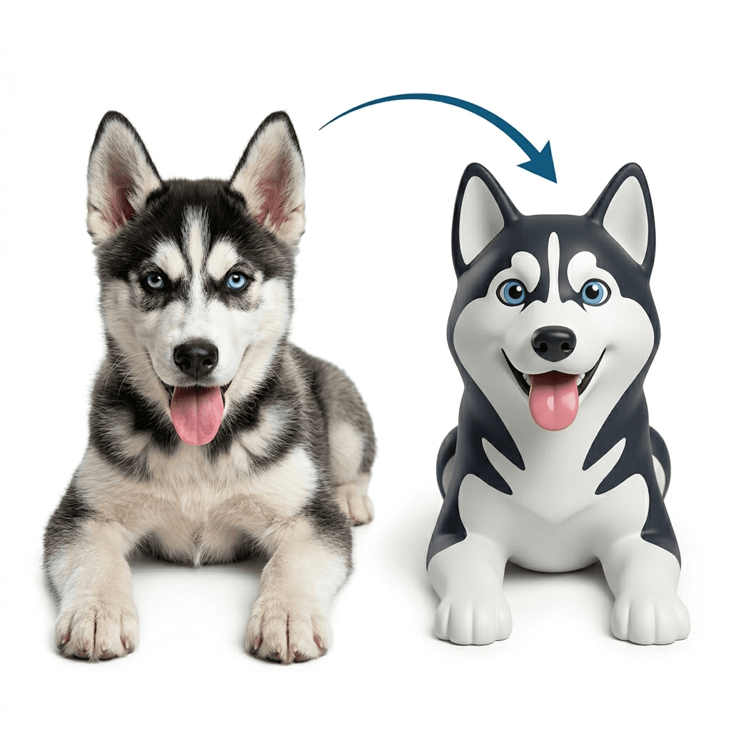 Cachorro Personalizado em Impressão 3D (15–20 cm) – Feito a partir da foto do seu pet